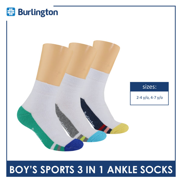 Burlington Boys’ Cotton Thick Sports Ankle Socks 3 pairs in a pack BBSKG34