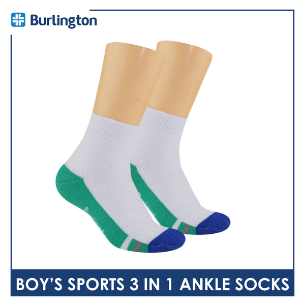 Burlington Boys’ Cotton Thick Sports Ankle Socks 3 pairs in a pack BBSKG34