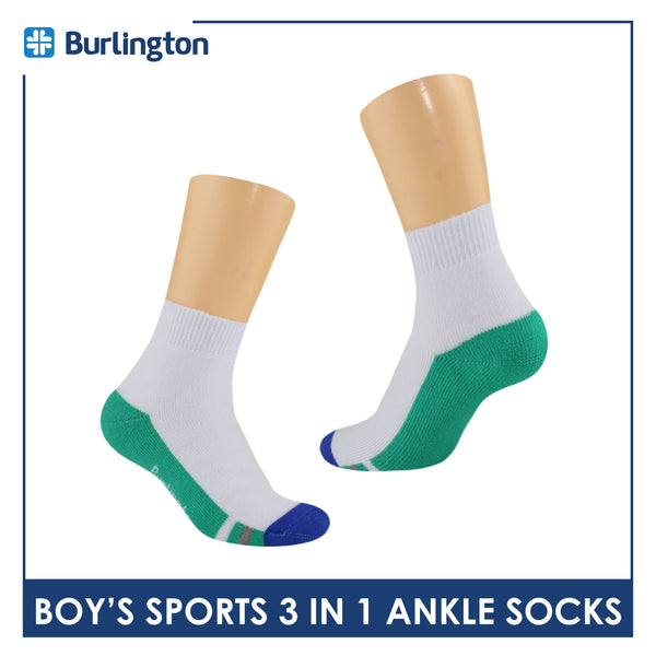 Burlington Boys’ Cotton Thick Sports Ankle Socks 3 pairs in a pack BBSKG34