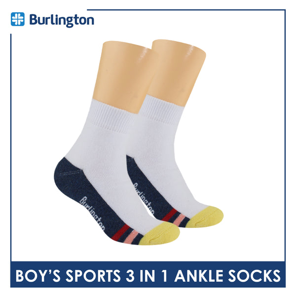 Burlington Boys’ Cotton Thick Sports Ankle Socks 3 pairs in a pack BBSKG34