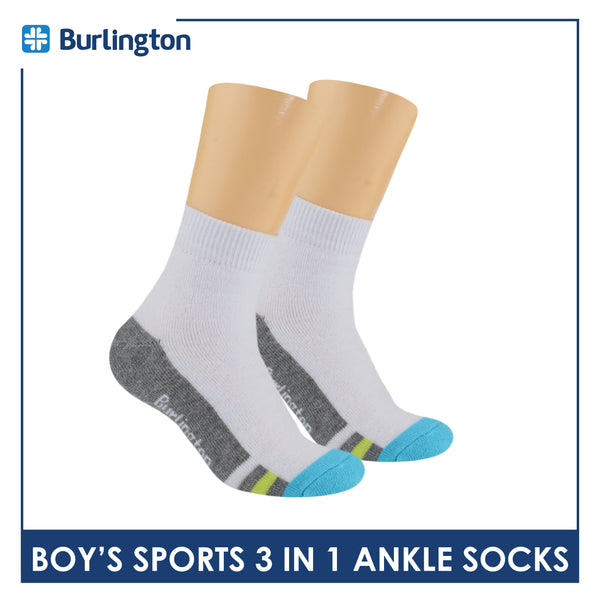 Burlington Boys’ Cotton Thick Sports Ankle Socks 3 pairs in a pack BBSKG34