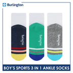 Burlington Boys’ Cotton Thick Sports Ankle Socks 3 pairs in a pack BBSKG34