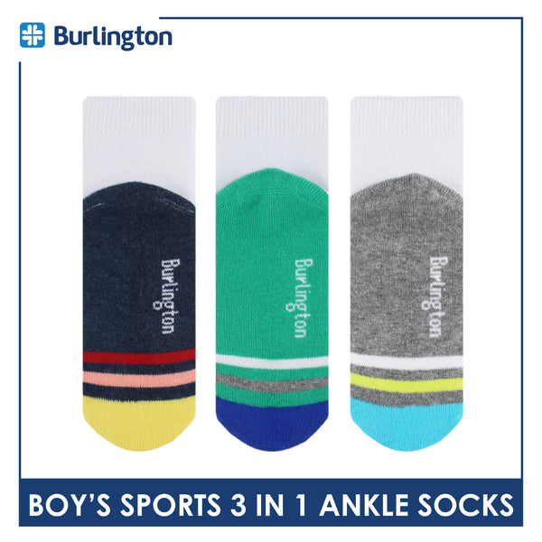 Burlington Boys’ Cotton Thick Sports Ankle Socks 3 pairs in a pack BBSKG34