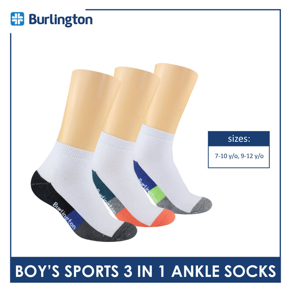 Burlington Boys’ Cotton Thick Sports Ankle Socks 3 pairs in a pack BBSKG34