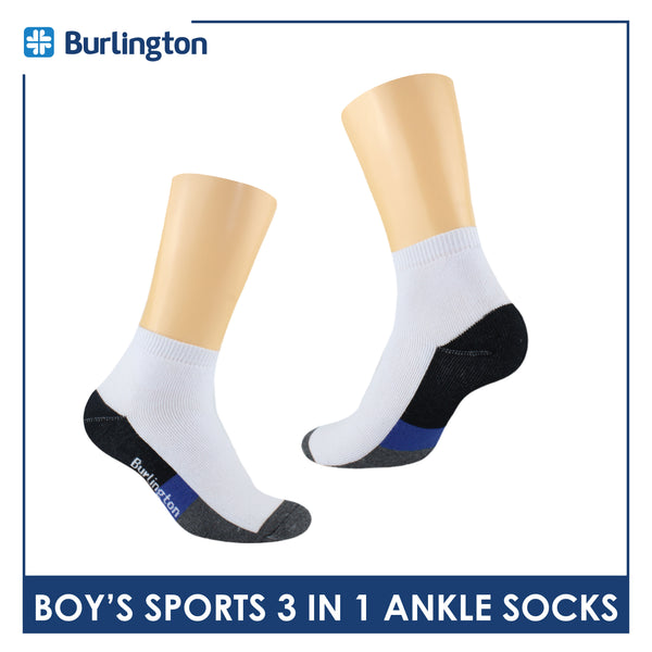 Burlington Boys’ Cotton Thick Sports Ankle Socks 3 pairs in a pack BBSKG34