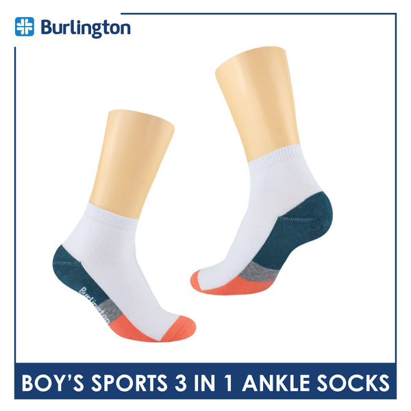 Burlington Boys’ Cotton Thick Sports Ankle Socks 3 pairs in a pack BBSKG34