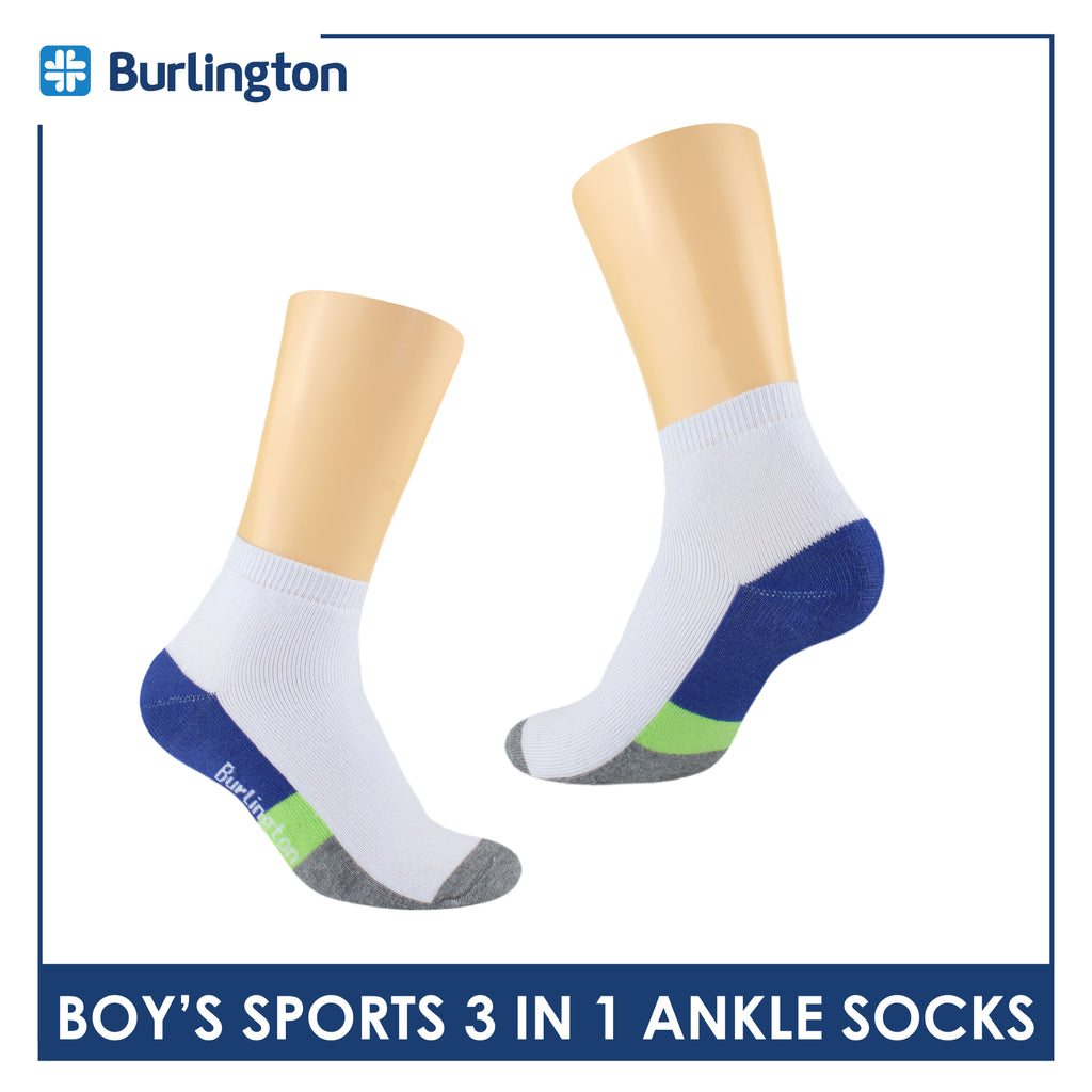 Burlington Boys’ Cotton Thick Sports Ankle Socks 3 pairs in a pack BBSKG34