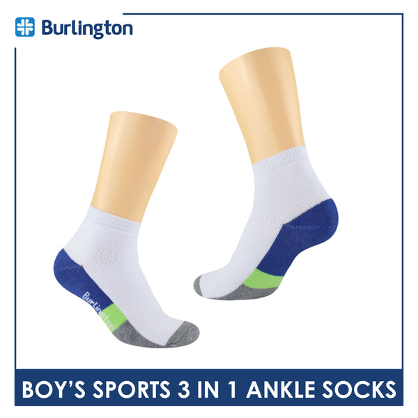 Burlington Boys’ Cotton Thick Sports Ankle Socks 3 pairs in a pack BBSKG34