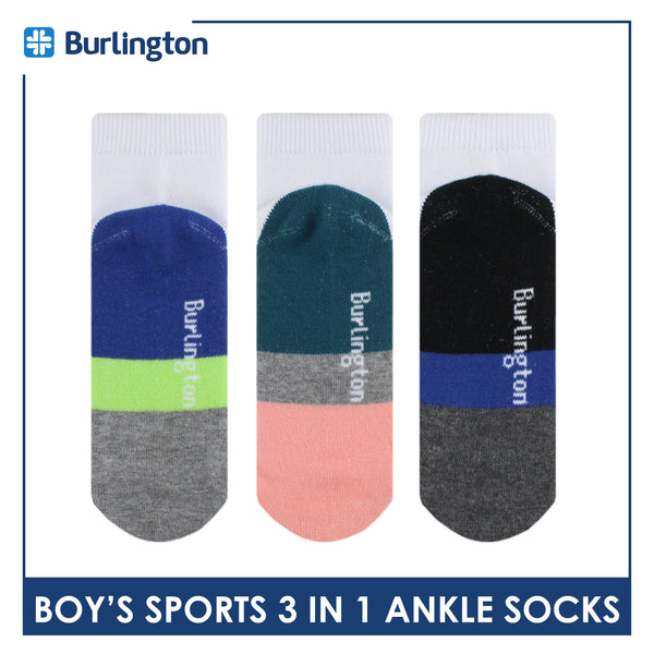 Burlington Boys’ Cotton Thick Sports Ankle Socks 3 pairs in a pack BBSKG34