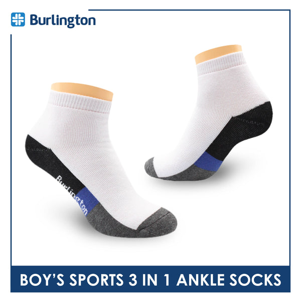 Burlington Boys’ Cotton Thick Sports Ankle Socks 3 pairs in a pack BBSKG34