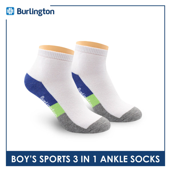 Burlington Boys’ Cotton Thick Sports Ankle Socks 3 pairs in a pack BBSKG34