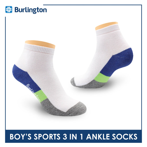 Burlington Boys’ Cotton Thick Sports Ankle Socks 3 pairs in a pack BBSKG34