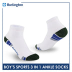 Burlington Boys’ Cotton Sports Ankle Socks 3 pairs in 1 pack BBSKG38