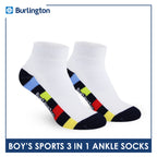 Burlington Boys’ Cotton Sports Ankle Socks 3 pairs in 1 pack BBSKG39