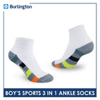 Burlington Boys’ Cotton Sports Ankle Socks 3 pairs in 1 pack BBSKG39