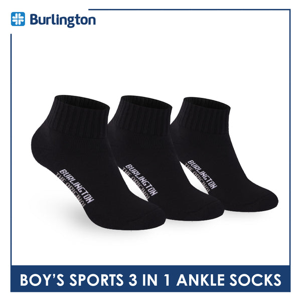Burlington Boys’ Cotton Thick Sports Ankle Socks 3 pairs in a pack BCS-222