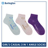 Burlington Girl's Cotton Light Performance Ankle Socks 3 pairs in a pack BGCG4406