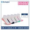 Burlington Girl's Cotton Lite Casual Ankle Socks 5 pairs in 1 pack BGCKG1F