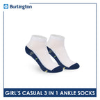 Burlington Girl's Cotton Thin Casual Ankle Socks 3 pairs in a pack BGCKG56