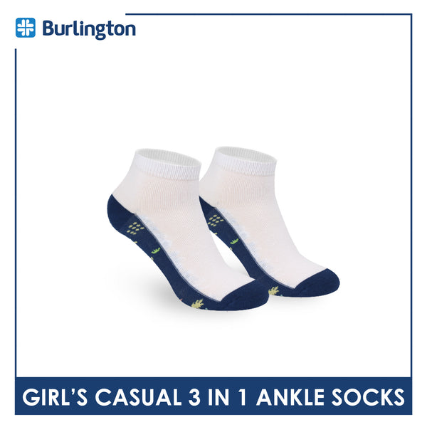 Burlington Girl's Cotton Thin Casual Ankle Socks 3 pairs in a pack BGCKG56
