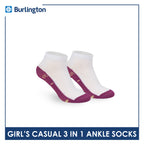 Burlington Girl's Cotton Thin Casual Ankle Socks 3 pairs in a pack BGCKG56