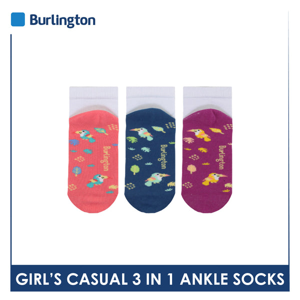 Burlington Girl's Cotton Thin Casual Ankle Socks 3 pairs in a pack BGCKG56