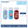 Burlington Girl's Cotton Casual Ankle Socks 3 pairs in a pack BGCKG58