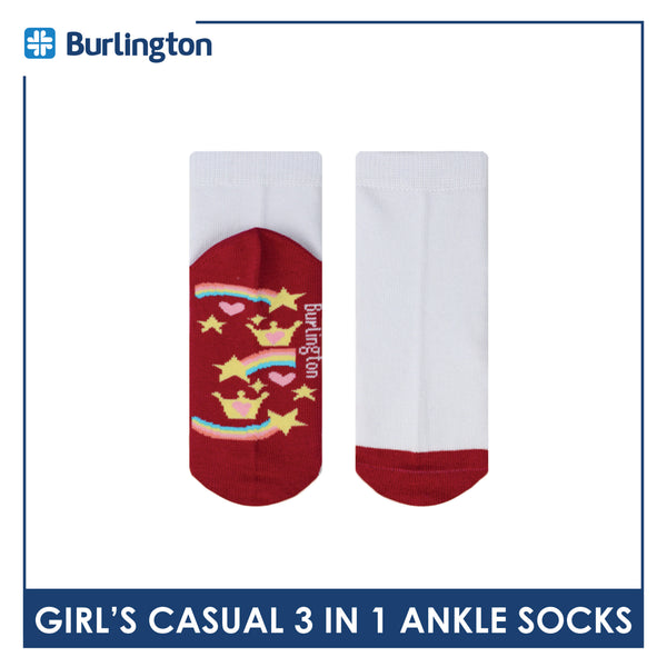 Burlington Girl's Cotton Thin Casual Ankle Socks 3 pairs in a pack BGCKG58