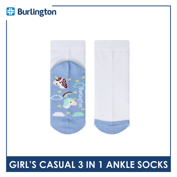 Burlington Girl's Cotton Thin Casual Ankle Socks 3 pairs in a pack BGCKG58