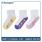 Burlington Girl's Cotton Thin Casual Ankle Socks 3 pairs in a pack BGCKG59