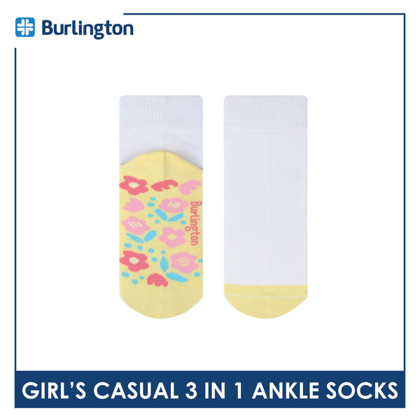 Burlington Girl's Cotton Casual Ankle Socks 3 pairs in a pack BGCKG59