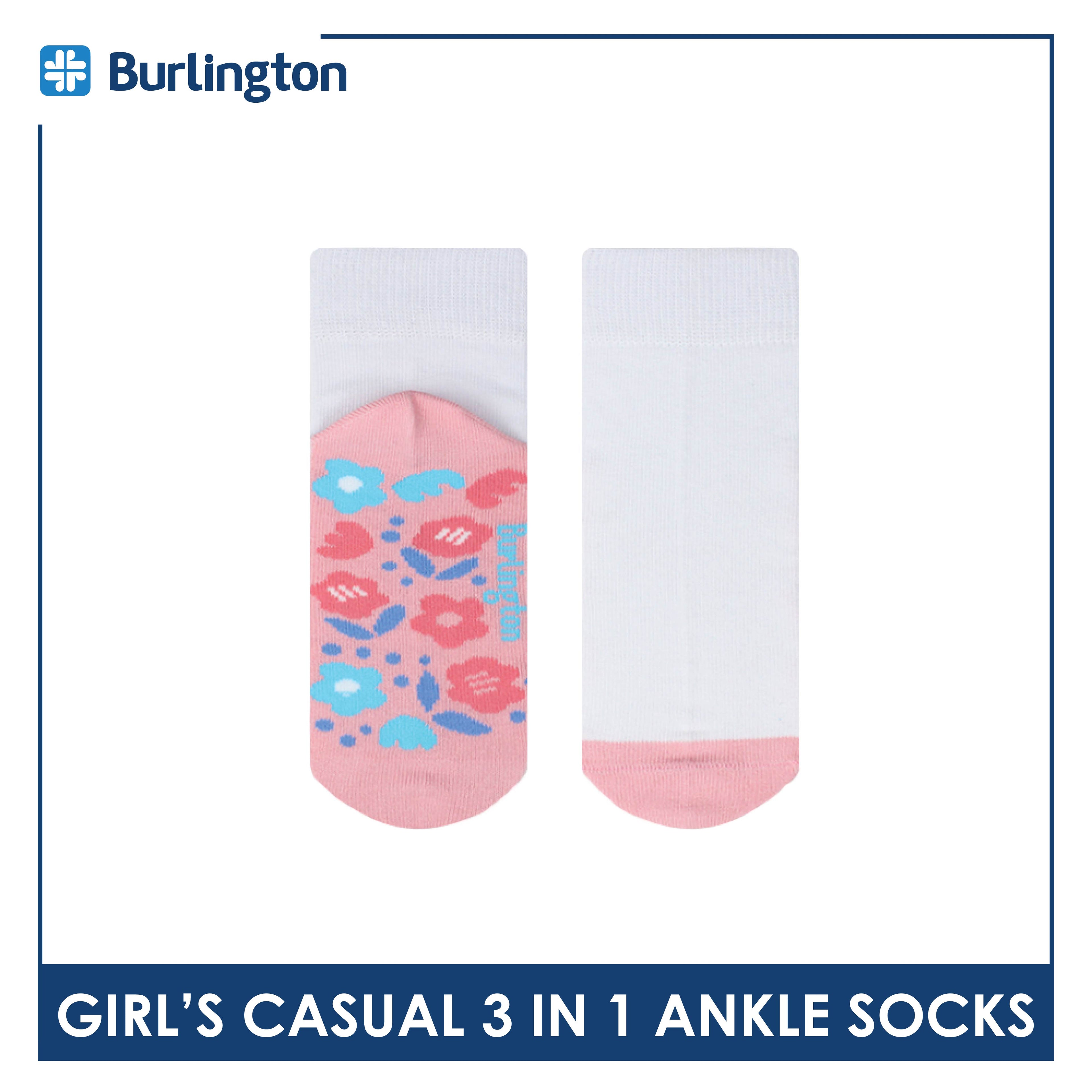 Burlington Girl's Cotton Thin Casual Ankle Socks 3 pairs in a pack BGCKG59