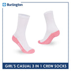 Burlington Girl's Cotton Lite Casual Crew Socks 3 pairs in 1 pack BGCKG60
