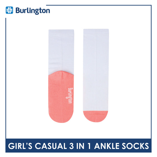 Burlington Girl's Cotton Casual Crew Socks 3 pairs in a pack BGCKG60