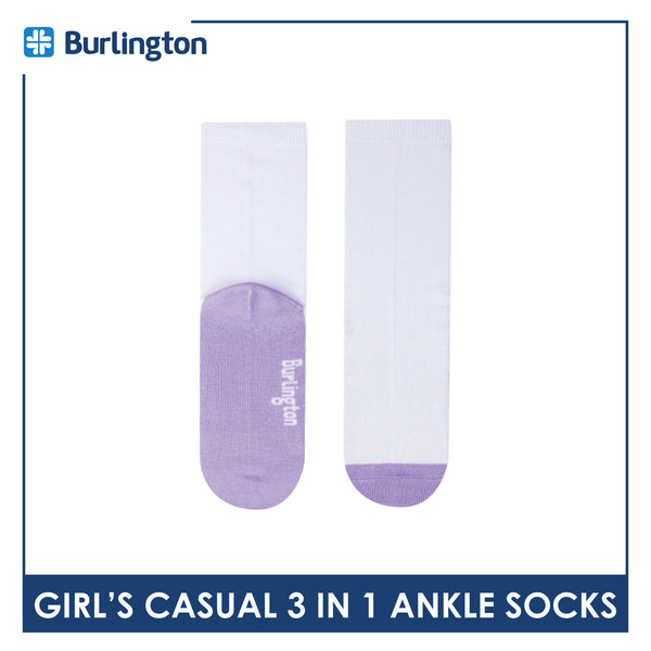 Burlington Girl's Cotton Casual Crew Socks 3 pairs in a pack BGCKG60