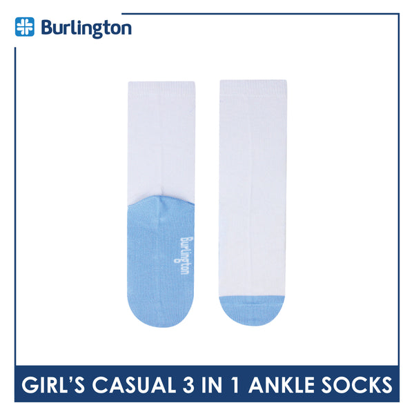 Burlington Girl's Cotton Casual Crew Socks 3 pairs in a pack BGCKG60