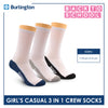 Burlington Girl's Cotton Casual Crew Socks 3 pairs in a pack BGCKG60