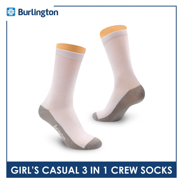 Burlington Girl's Cotton Casual Crew Socks 3 pairs in a pack BGCKG60