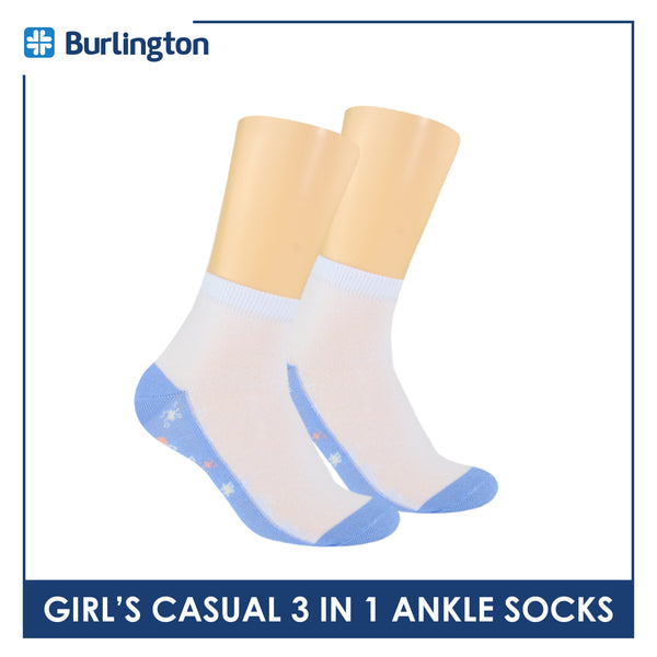 Burlington Girl's Cotton Thin Casual Ankle Socks 3 pairs in a pack BGCKG61