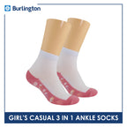 Burlington Girl's Cotton Thin Casual Ankle Socks 3 pairs in a pack BGCKG62