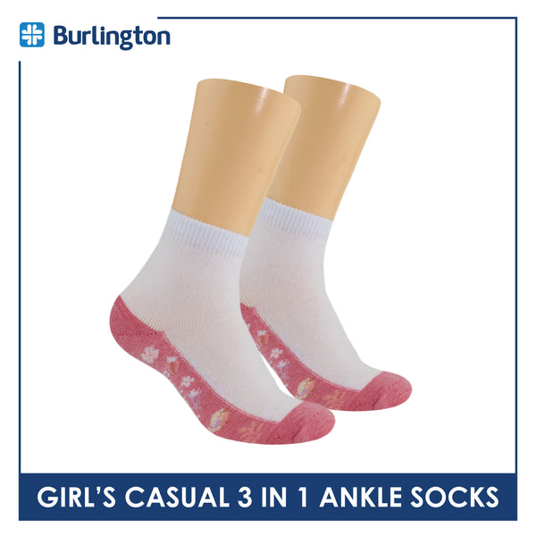 Burlington Girl's Cotton Thin Casual Ankle Socks 3 pairs in a pack BGCKG62