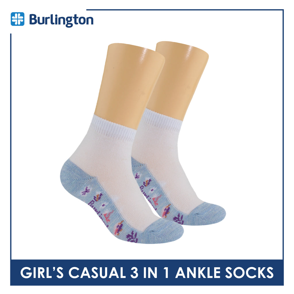 Burlington Girl's Cotton Thin Casual Ankle Socks 3 pairs in a pack BGCKG62