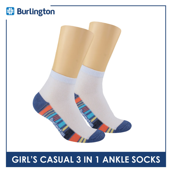 Burlington Girl's Cotton Thin Casual Ankle Socks 3 pairs in a pack BGCKG63