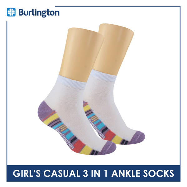 Burlington Girl's Cotton Thin Casual Ankle Socks 3 pairs in a pack BGCKG63