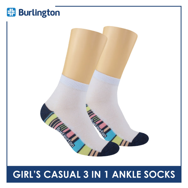 Burlington Girl's Cotton Thin Casual Ankle Socks 3 pairs in a pack BGCKG63