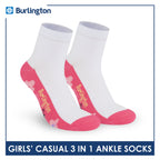 Burlington Girl's Cotton Lite Casual Ankle Socks 3 pairs in 1 pack BGCKG65