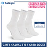 Burlington Girl's Cotton Lite Casual Crew Socks 3 pairs in 1 pack BGCKG67