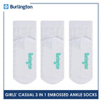 Burlington Children's Embossed Cotton Lite Casual Ankle Socks 3 pairs in 1 pack BGCMG1