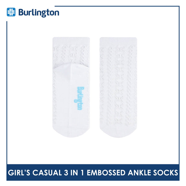 Burlington Children's Embossed Cotton Casual Ankle Socks 3 pairs in a pack BGCMG1