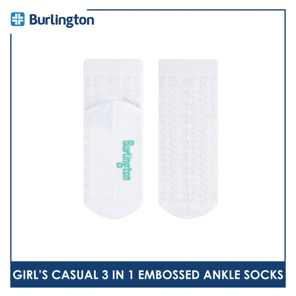 Burlington Children's Embossed Cotton Casual Ankle Socks 3 pairs in a pack BGCMG1